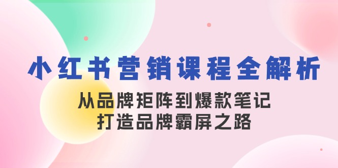 小红书营销课程全解析，从品牌矩阵到爆款笔记，打造品牌霸屏之路-资源V站