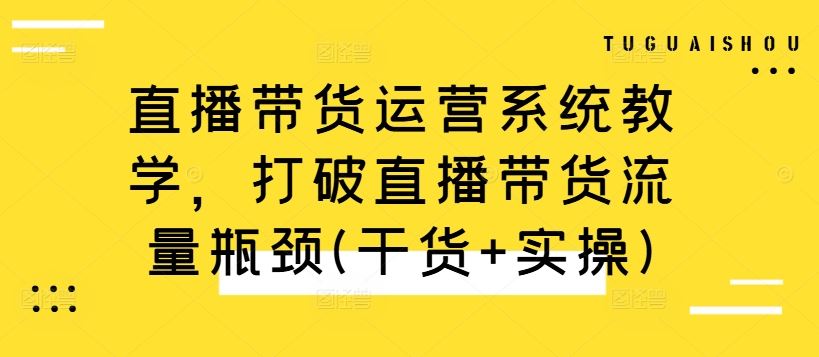 直播带货运营系统教学，打破直播带货流量瓶颈(干货+实操)-资源V站