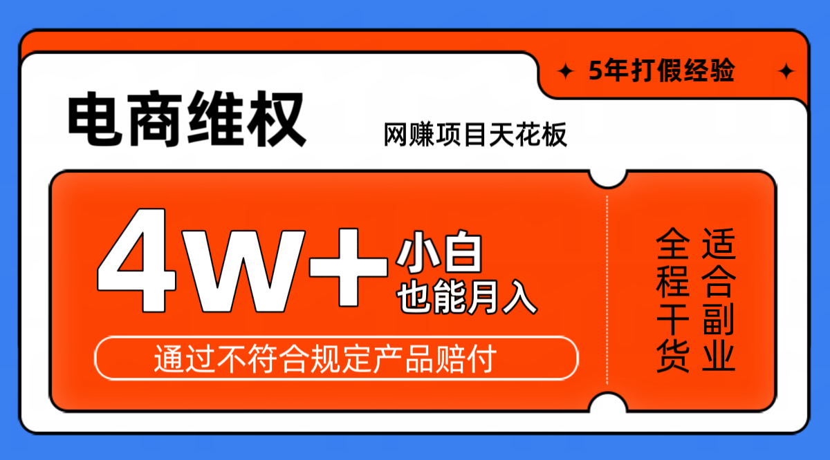 网赚项目天花板电商购物维权月收入稳定4w+独家玩法小白也能上手-资源V站