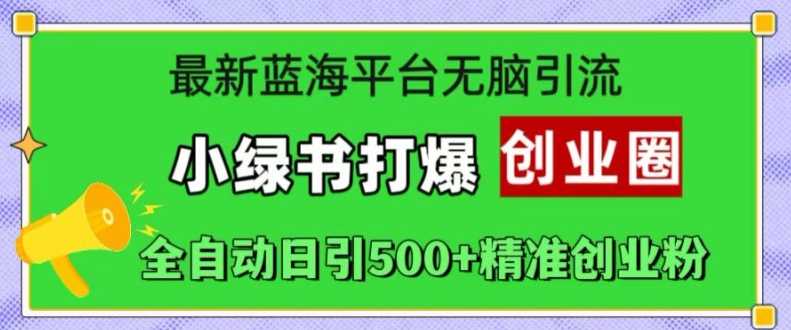 最新蓝海平台无脑引流，小绿书打爆创业圈，全自动日引500+精准创业粉-资源V站