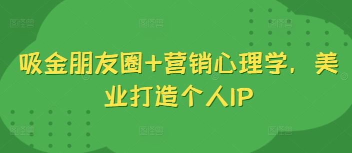 吸金朋友圈+营销心理学，美业打造个人IP-资源V站