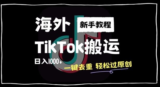 2024最新海外TikTok搬运玩法，一键去重轻松过原创，新手无经验也能日入1k【揭秘】-资源V站