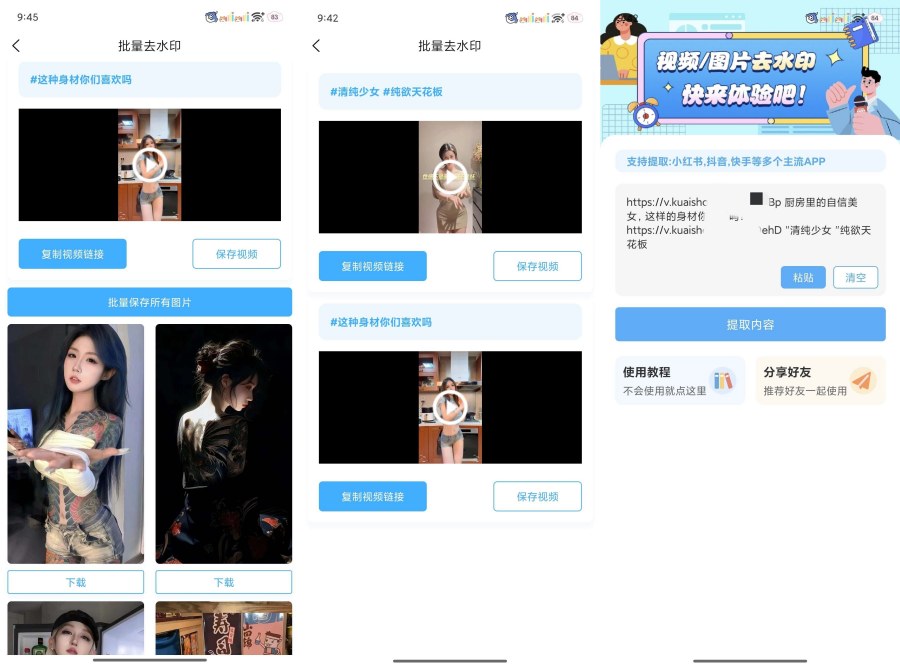 青青去水印v1.3多平台批量解析,图集视频混合解析-资源V站