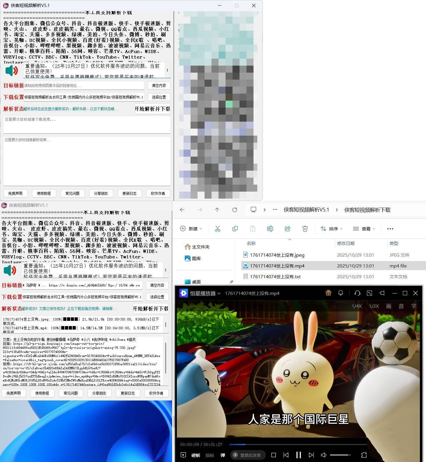 侠客多平台短视频解析去水印工具 V5.1-资源V站
