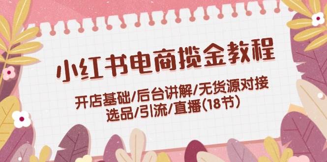 小红书电商揽金教程：开店基础/后台讲解/无货源对接/选品/引流/直播(18节)-奇奇网创