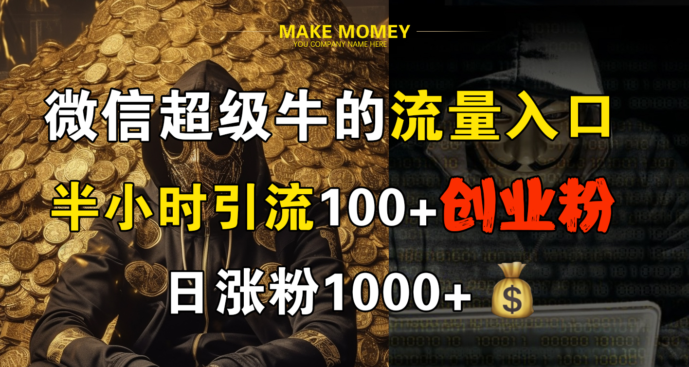 微信超级牛的流量入口，半小时引流100+创业粉，日涨粉1000+-资源V站
