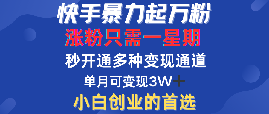 快手暴力起万粉，涨粉只需一星期！多种变现模式-资源V站