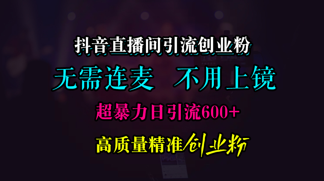 抖音直播间引流创业粉，无需连麦、无需上镜，超暴力日引流600+高质量精准创业粉-资源V站