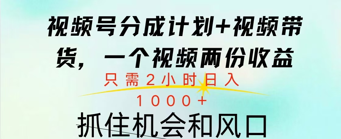 视频号橱窗带货， 10分钟一个视频， 2份收益，日入1000+-资源V站