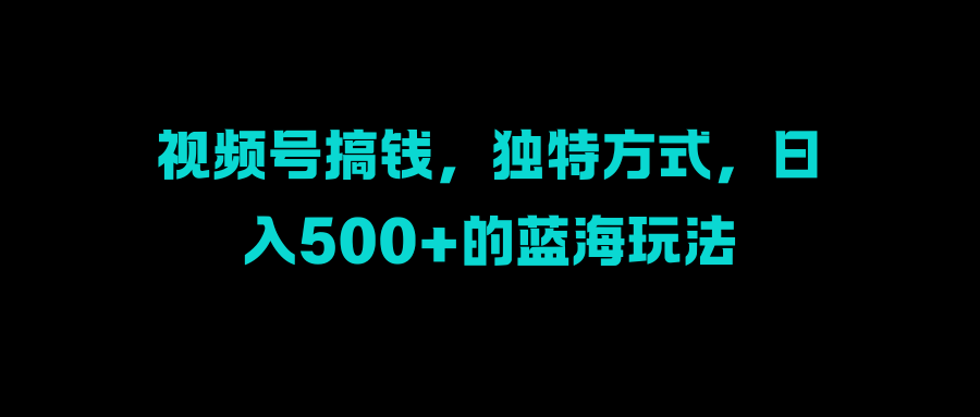 视频号搞钱，独特方式，日入500+的蓝海玩法-资源V站