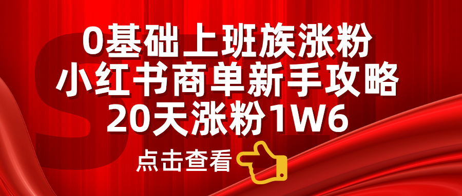 小红书商单新手攻略，20天涨粉1.6w，0基础上班族涨粉-资源V站