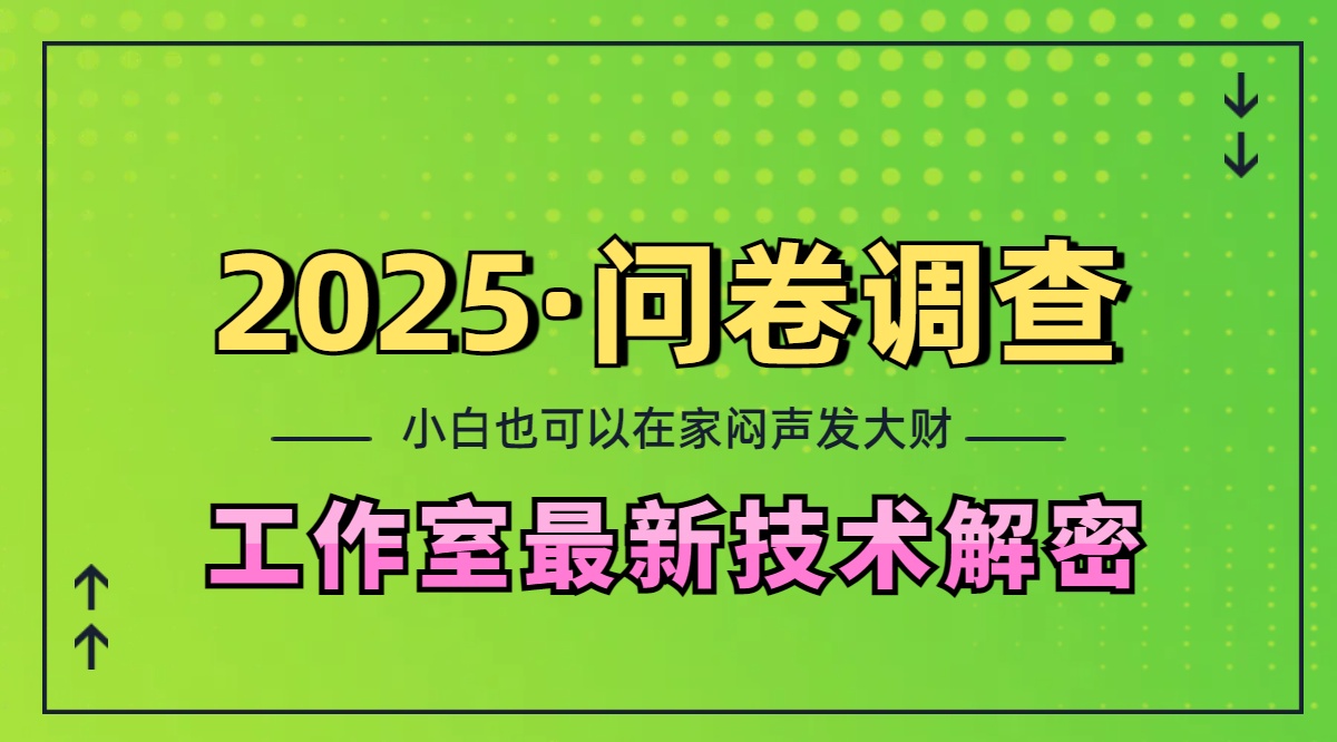 2025《问卷调查》最新工作室技术解密：一个人在家也可以闷声发大财，小白一天200+，可矩阵放大-资源V站