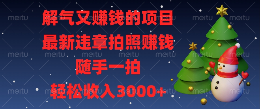 最新违章拍照赚钱，随手一拍，解气又赚钱的项目，轻松收入3000+-资源V站