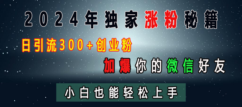 2024年独家涨粉秘籍，日引流300+创业粉，加爆你的微信好友，小白也能轻松上手-资源V站