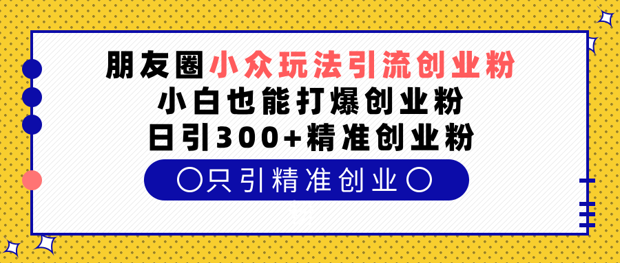 朋友圈小众玩法引流创业粉，小白也能打爆创业粉，日引300+精准创业粉-资源V站