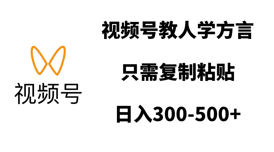视频号教人学方言，只需复制粘贴，日入300-500+-资源V站