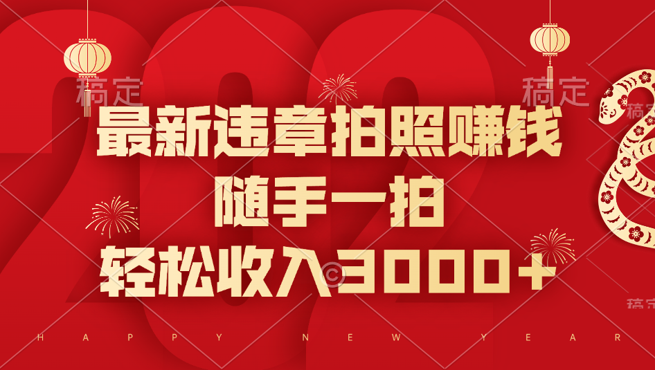 最新违章拍照赚钱，随手一拍，轻松收入3000+-资源V站