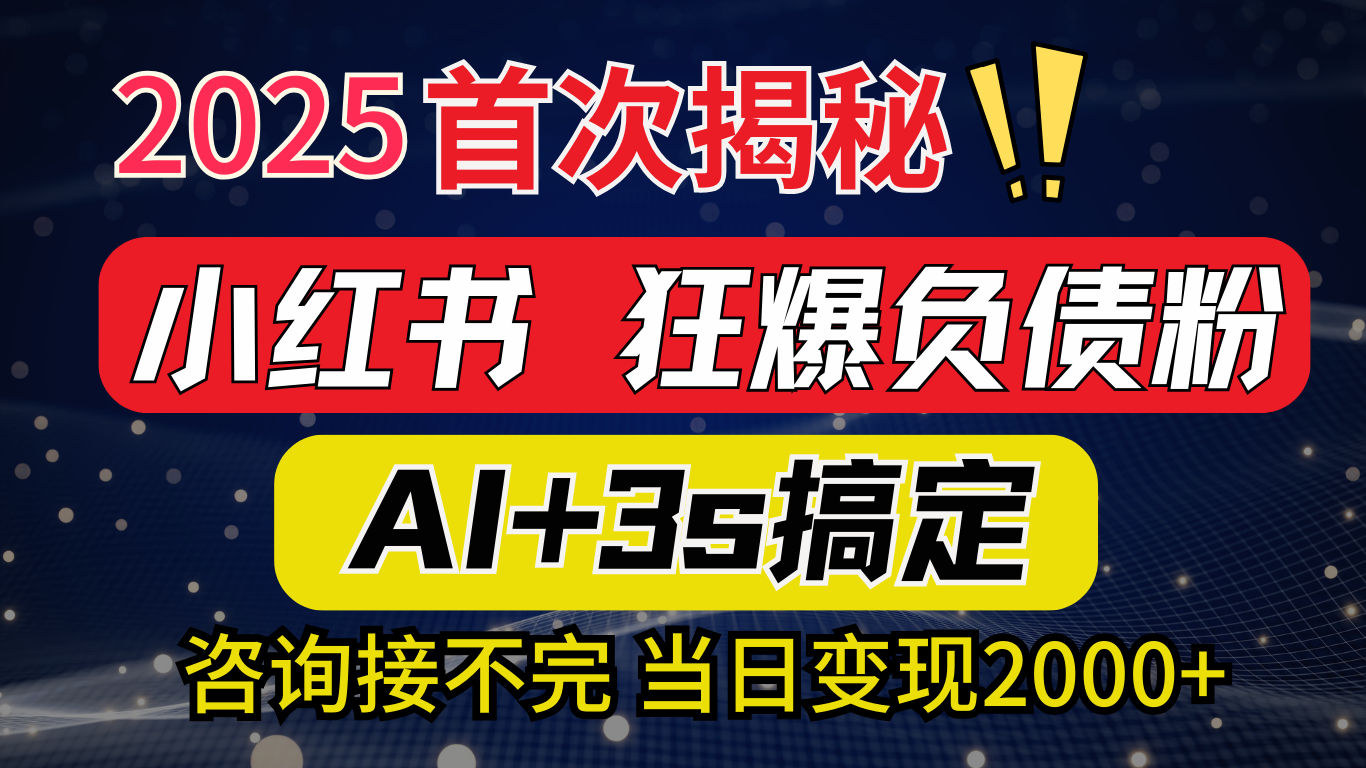 2025引流天花板：最新小红书狂暴负债粉思路，咨询接不断，当日入2000+-资源V站