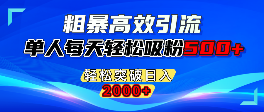 粗暴高效引流,单人每天轻松吸粉500+,轻松突破日入2000+-资源V站