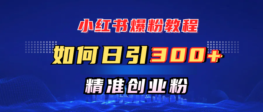 小红书爆粉教程，如何日引300+创业粉，快速实现精准变现！-资源V站