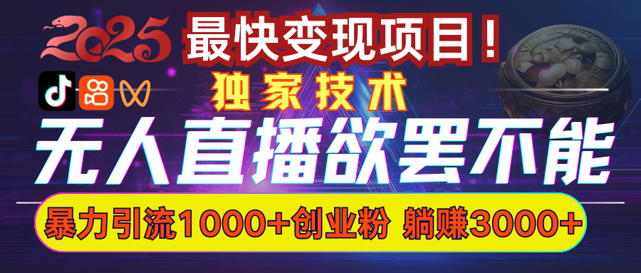 欲罢不能的无人直播引流，超暴力日引流1000+高质量精准创业粉-资源V站