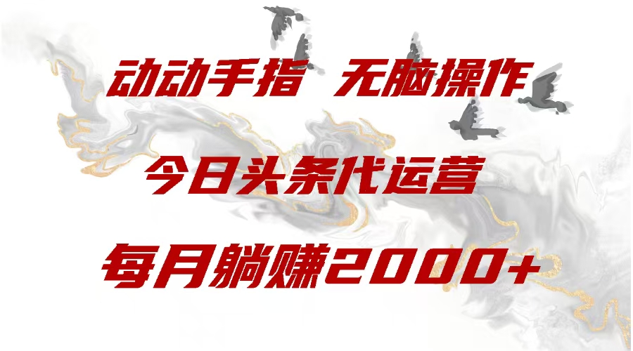 今日头条代运营，动动手指，每月躺赠2000+-资源V站