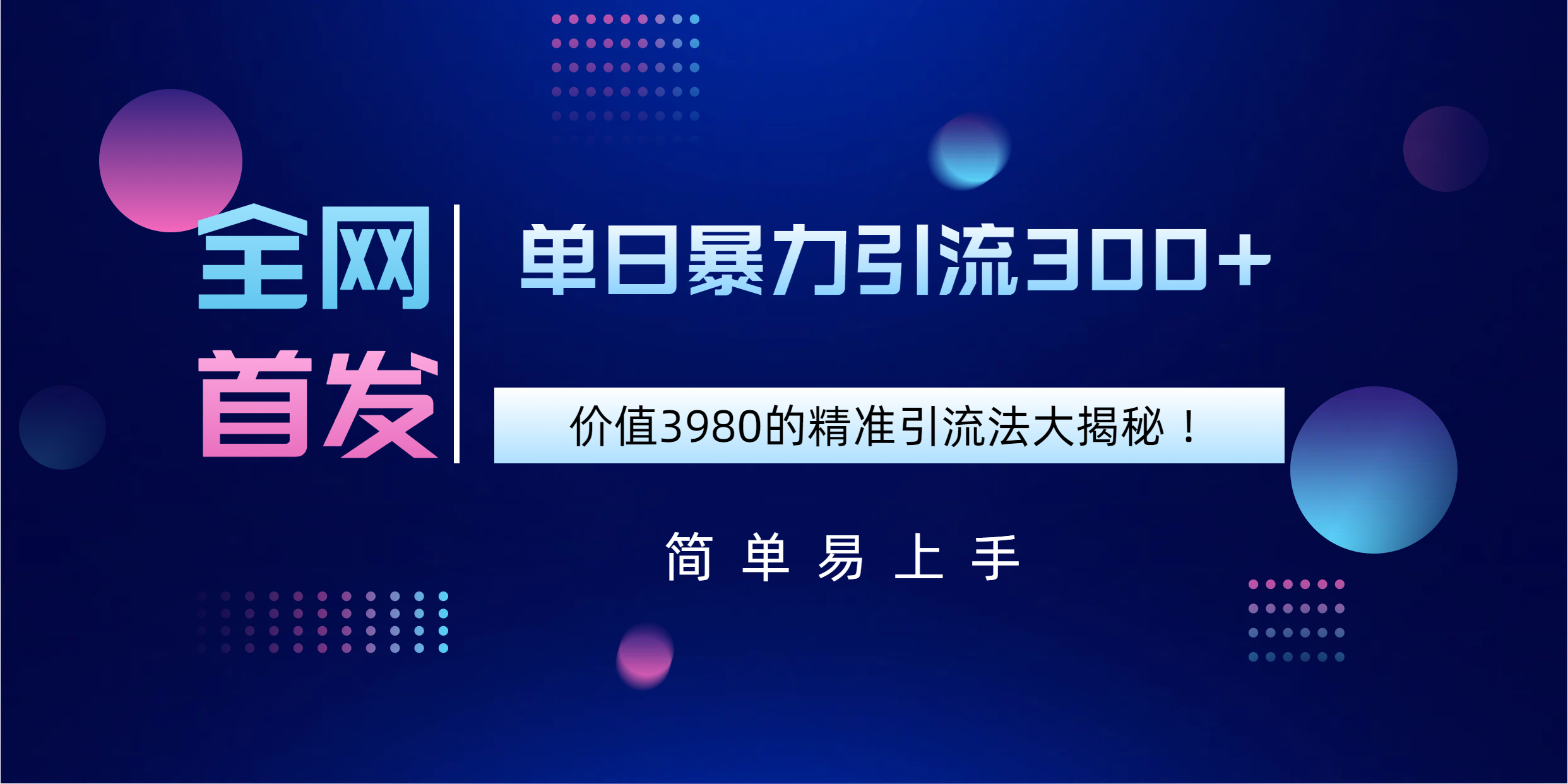 全网首发，价值3980单日暴力引流300+的精准引流法大揭秘！-资源V站