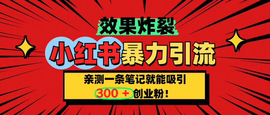 小红书炸裂玩法,亲测一条笔记就能吸引300+精准创业粉!-资源V站