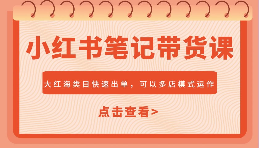 小红书笔记带货课，大红海类目快速出单，市场大，可以多店模式运作-小哥网