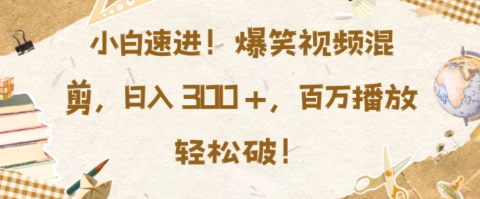 小白速进，爆笑视频混剪，日入3张，百万播放轻松破【揭秘】-资源V站
