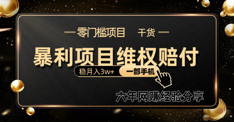 暴利项目线上维权赔付小白月入3w+一部手机改变思维不用剪辑写文案-资源V站
