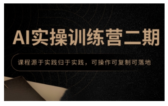 AI实操训练营二期，课程源于实践归于实践，可操作可复制可落地-资源V站