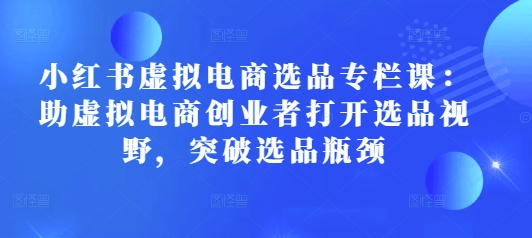 小红书虚拟电商选品专栏课：助虚拟电商创业者打开选品视野，突破选品瓶颈-资源V站