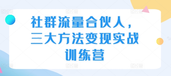 社群流量合伙人，三大方法变现实战训练营-资源V站
