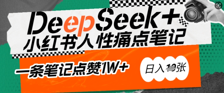 AI赋能小红书爆款秘籍：用DeepSeek轻松抓人性痛点，小白也能写出点赞破万的吸金笔记，日入多张-资源V站