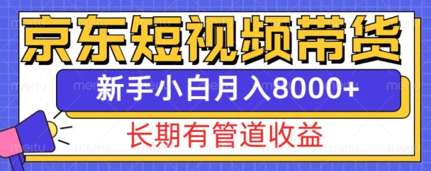 京东短视频带货新玩法，长期管道收益，新手也能月入8000+-资源V站