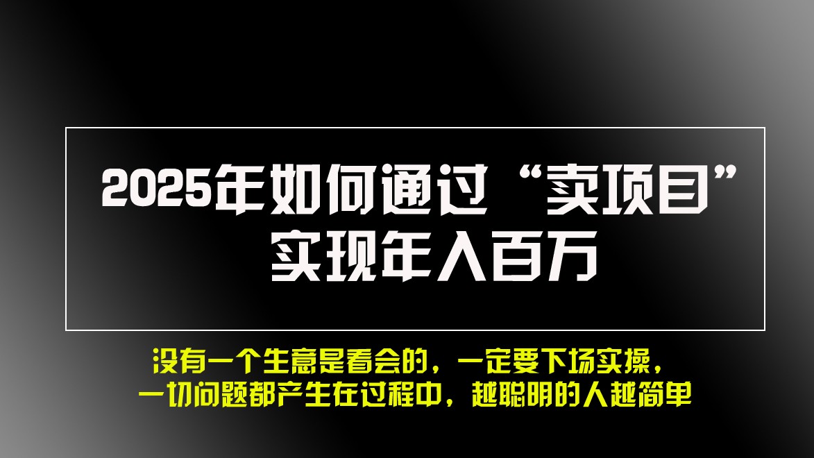 2025年如何通过“卖项目”实现年入百万-资源V站