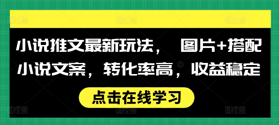 小说推文最新玩法， 图片+搭配小说文案，转化率高，收益稳定-资源V站