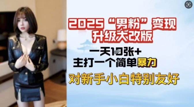 2025男粉变现全新玩法升级，日入上千简简单单，小白可轻松上手-资源V站