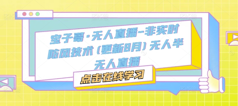 宝子哥·无人直播-非实时防风技术(更新11月)无人半无人直播-资源V站