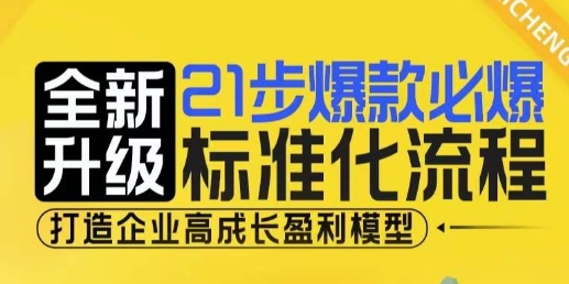 21步爆款必爆标准化流程，全新升级，打造企业高成长盈利模型-资源V站