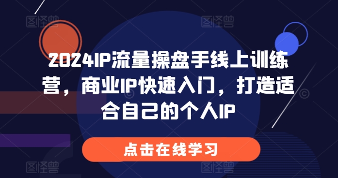 2024IP流量操盘手线上训练营，商业IP快速入门，打造适合自己的个人IP-资源V站