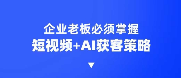 企业短视频AI获客霸屏流量课，6步短视频+AI突围法，3大霸屏抢客策略-资源V站