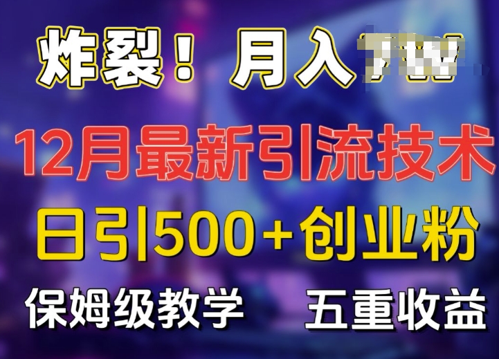 炸裂!揭秘12月最新日引流500+精准创业粉，多重收益保姆级教学-资源V站