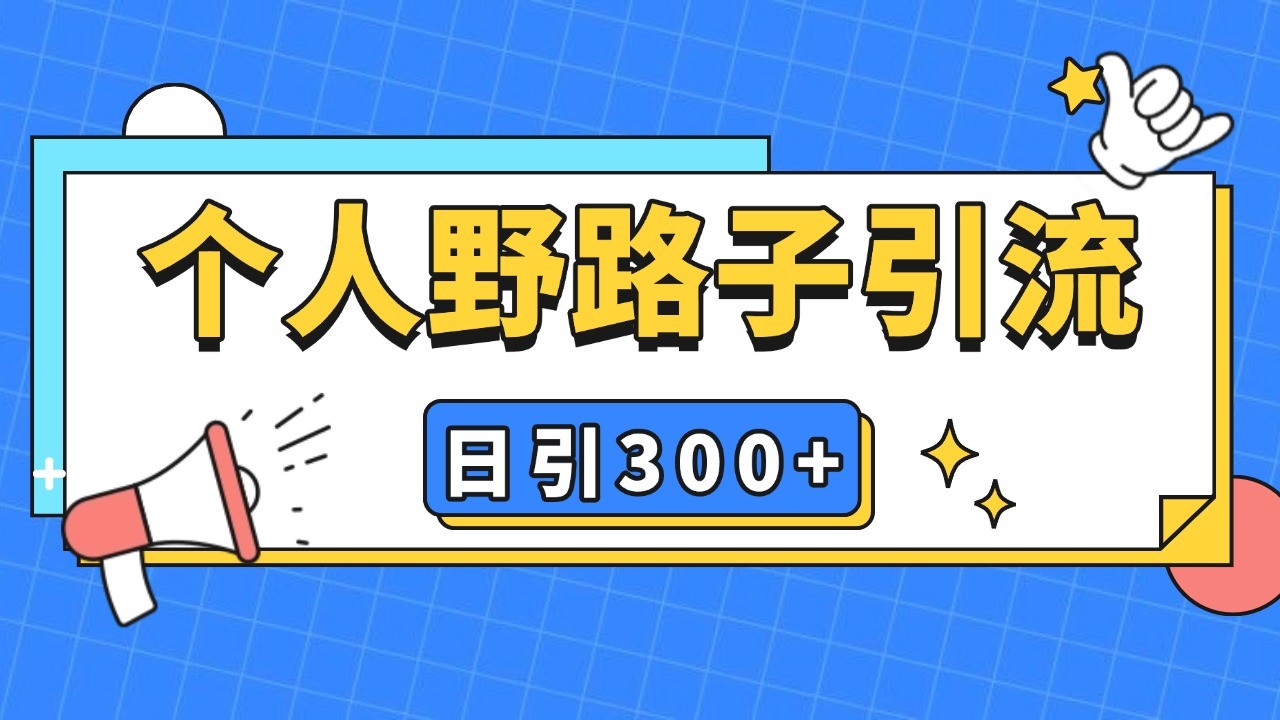 个人野路子引流日引300+精准客户，暴力截流玩法+克隆自热-资源V站