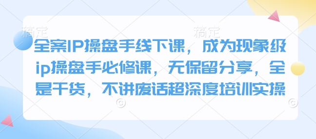 全案IP操盘手线下课，成为现象级ip操盘手必修课，无保留分享，全是干货，不讲废话超深度培训实操-资源V站
