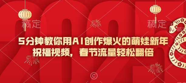 5分钟教你用AI创作爆火的萌娃新年祝福视频，春节流量轻松翻倍-资源V站