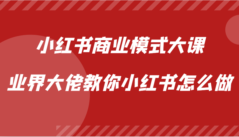 小红书商业模式大课，业界大佬教你小红书怎么做【视频课】-资源V站