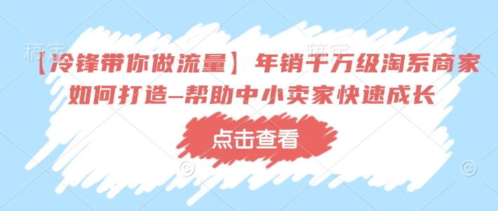 【冷锋带你做流量】年销千万级淘系商家如何打造–帮助中小卖家快速成长-资源V站