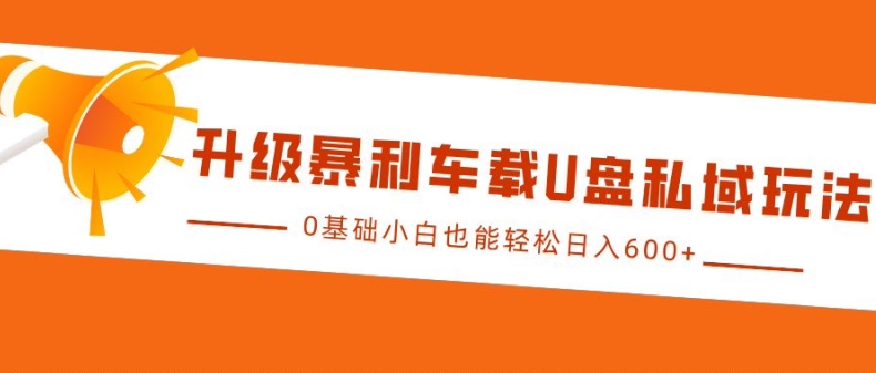 升级暴利车载U盘私域玩法，0基础小白也能轻松日入多张【揭秘】-资源V站